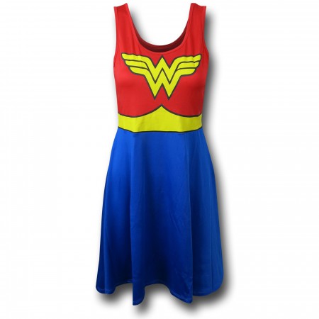 Wonder Woman A-Line Scoop Neck Women's Dress