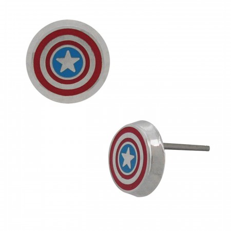 Captain America Shield Stainless Steel Stud Earrings