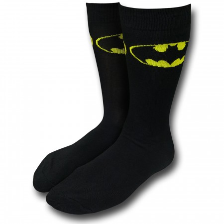 Batman Yellow Symbol Black Crew Socks