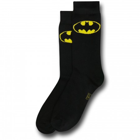 Batman Yellow Symbol Black Crew Socks