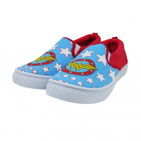 Wonder Woman Stars Women's Slip On Sneakers