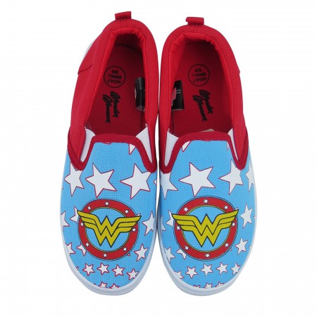 Wonder Woman Stars Women's Slip On Sneakers