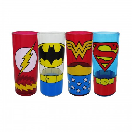 Justice League Classic Costumes 10oz Tumbler 4-Pack