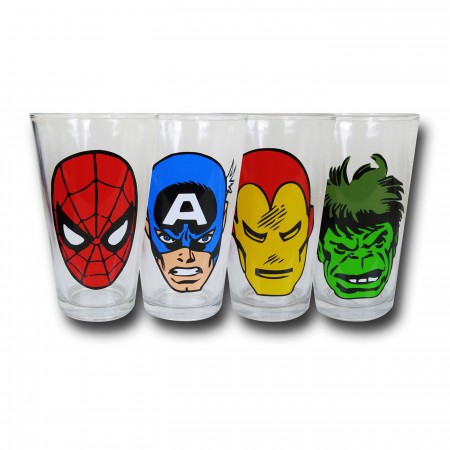 Marvel Heads Pint Glass Set of 4