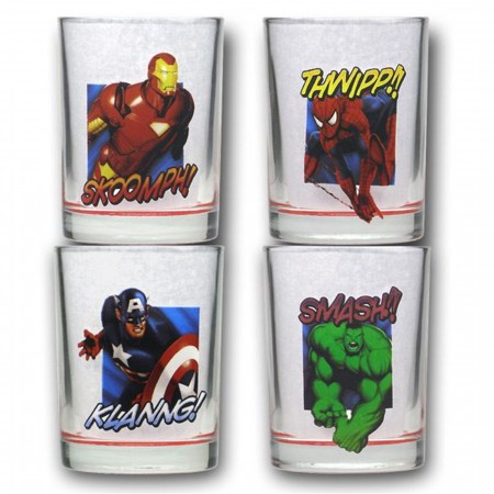 Marvel Heroes 12oz Glass Short Tumblers Set of 4