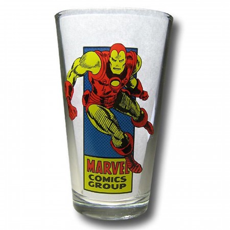 Iron Man Marvel Silver Age Clear Pint Glass