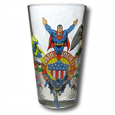 Justice Society of America Clear Pint Glass