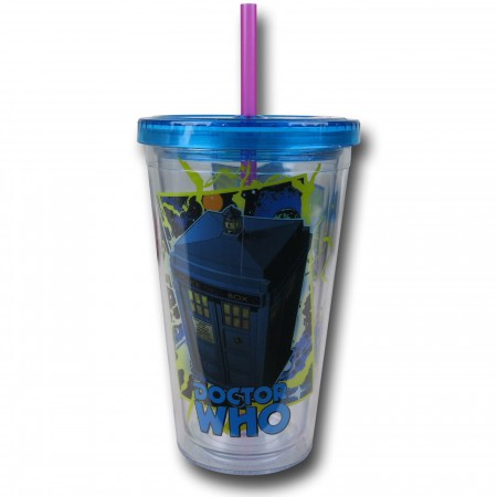 Doctor Who Comic Collage 18oz Acrylic Cold Cup