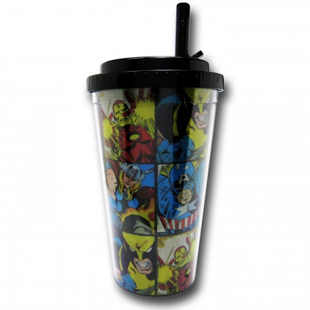 Marvel Hero Grid Flip Straw 16oz Acrylic Cold Cup