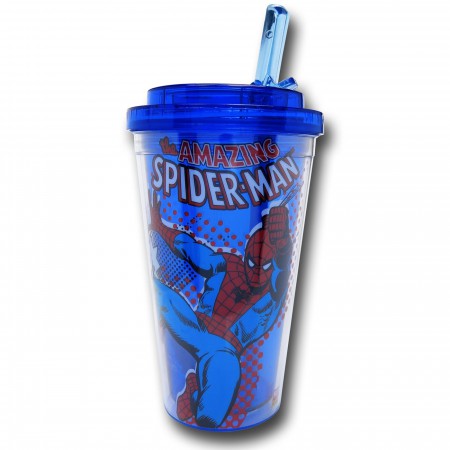 Spiderman Action Flip Straw 16oz Cold Cup
