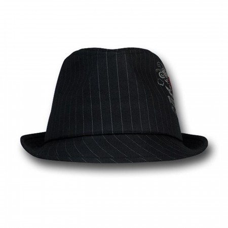 Superman Pin Stripe Fedora With Water Print Symbol