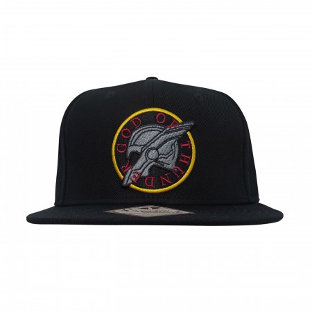 Thor Ragnarok God of Thunder Logo Black Snapback Hat