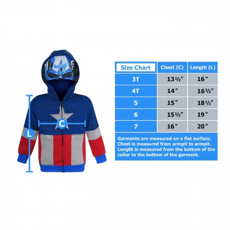 Captain America Costume Kids Zipper Hoodie