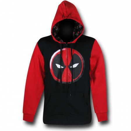 Deadpool Symbol Red Hood Zip-Up Hoodie