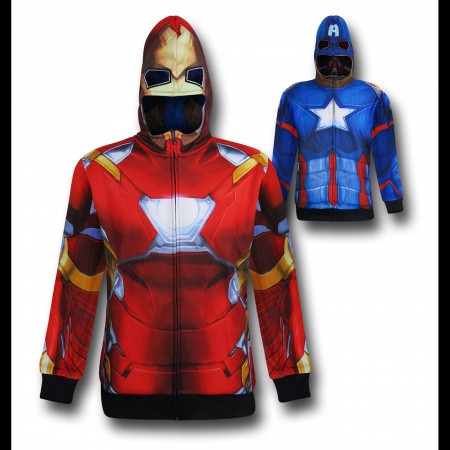 Iron Man/Cap Reversible Men's Costume Zip Hoodie