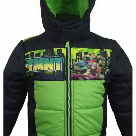 TMNT Kids Green Puffer Jacket