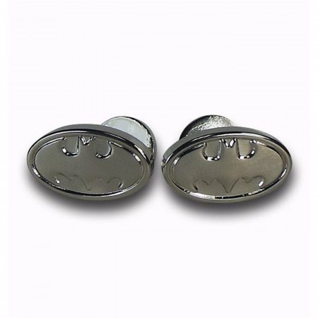 Batman Symbol Silver Symbol Oval Cufflinks