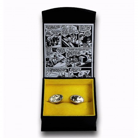 Batman Symbol Silver Symbol Oval Cufflinks