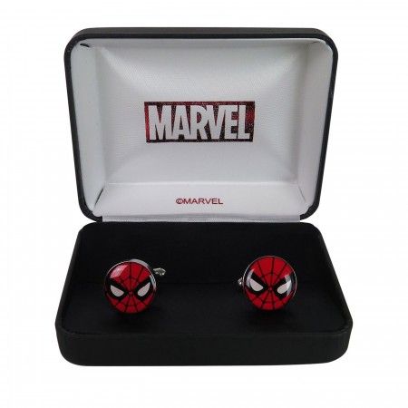 Spiderman Mask Stainless Steel Plated Cufflinks