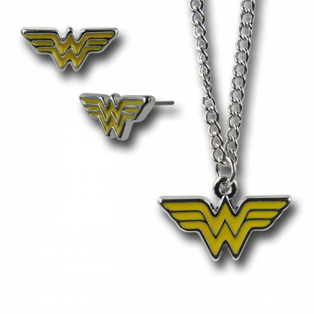 Wonder Woman Enamel Necklace and Earrings Set