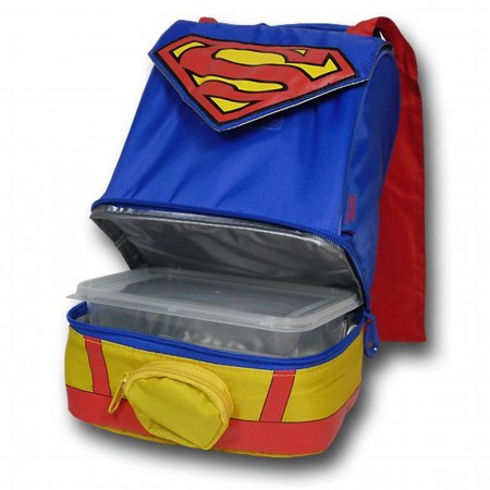 Superman Dual Upright Soft Lunchbox w/Cape