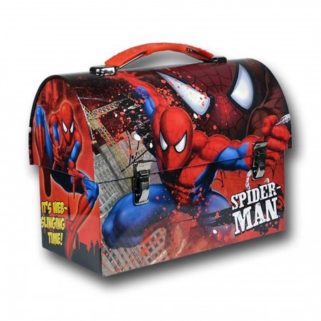 Spiderman Slinging Time Red Domed Lunchbox