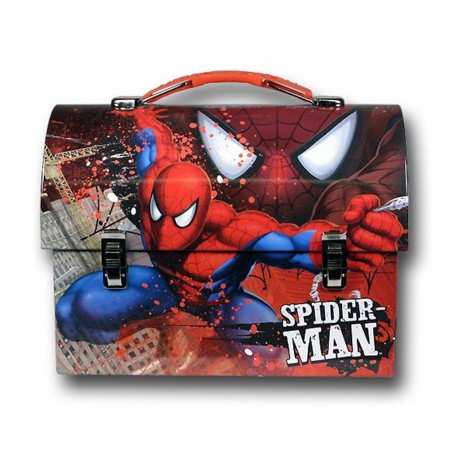 Spiderman Slinging Time Red Domed Lunchbox