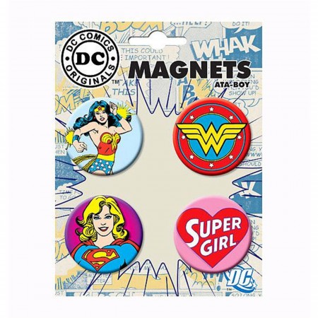 Wonder Woman Supergirl Button Magnet Set