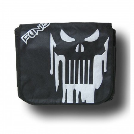 Punisher Black  and Silver Skull Messenger Bag