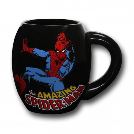 Spiderman 18oz Black Ceramic Barrel Mug