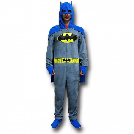 Batman Grey Union Suit Pajamas w/Cape and Cowl