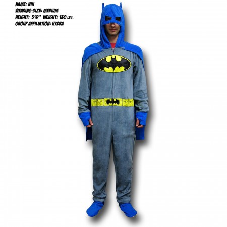 Batman Grey Union Suit Pajamas w/Cape and Cowl