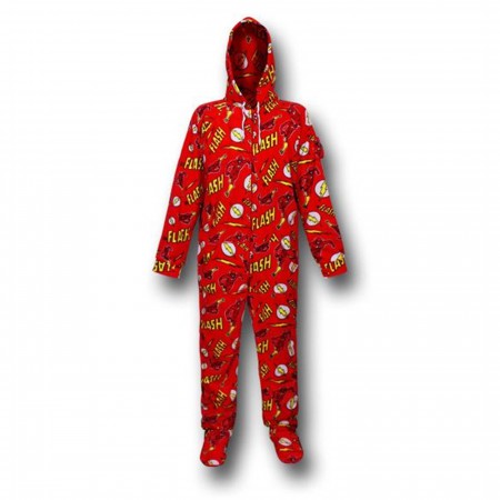 Flash Logo & Symbol Footed Hooded Pajamas