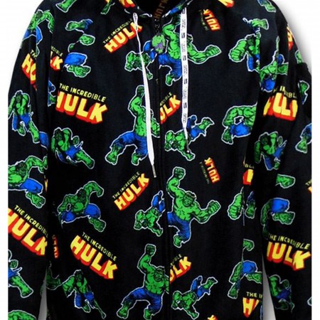 Hulk Images and Logos Footed Hooded Pajamas