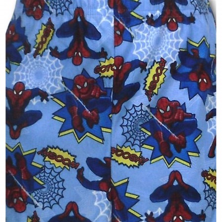 Spiderman Kids Button-Up Blue Print Swing Pajamas