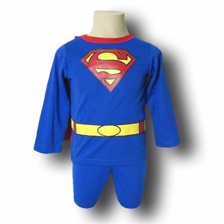 Superman Toddler Logo Detachable Cape Pajamas