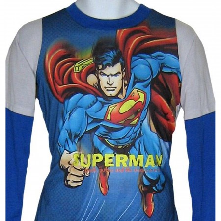 Superman Youth Truth and Justice Long Sleeve Pajamas