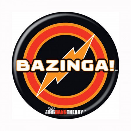 Big Bang Theory Bazinga Bolt Black Button