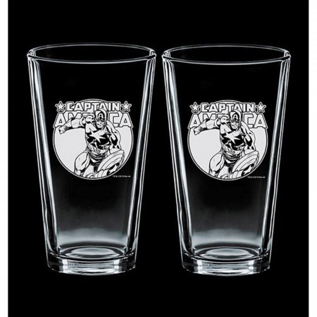 Captain America Etched Pint Glass Set Of Two