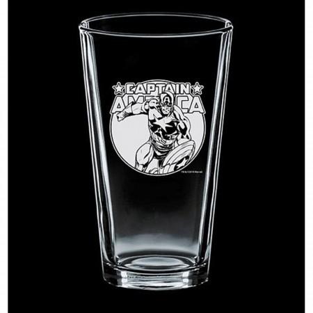 Captain America Etched Pint Glass Set Of Two