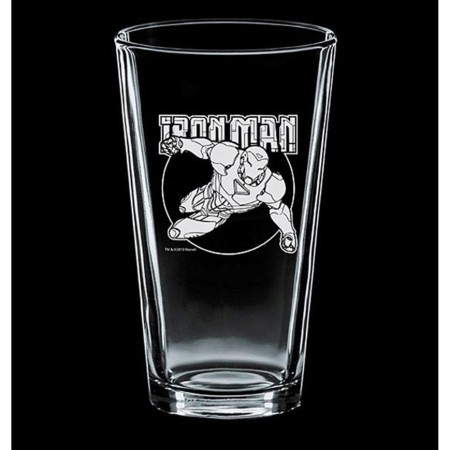 Iron Man Etched Pint Glass Set Of Two