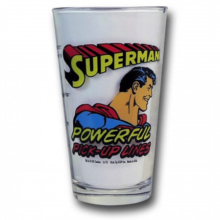 Superman Pick-Up Lines Pint Glass
