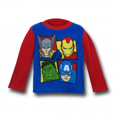 Avengers Comic Heads Kids Fleece Pajama Set