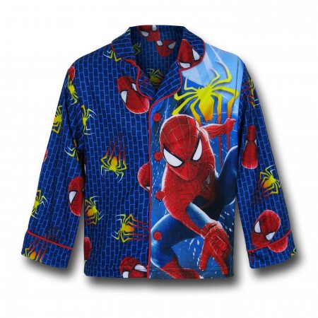 Spiderman Navy Jersey Coat Kids Pajama Set