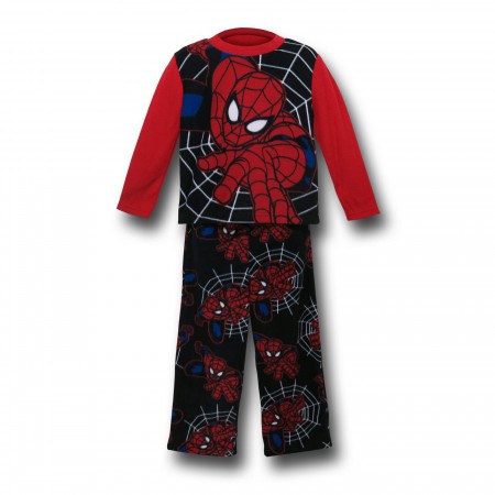Spiderman Black Webs Kids Fleece Pajama Set