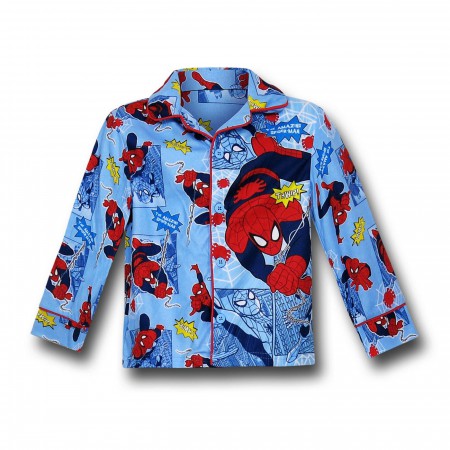 Spiderman Blue Button-Up Toddler Pajama Set