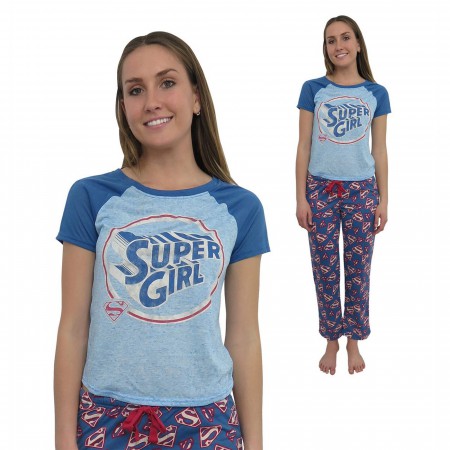 Supergirl All-Over Print Women's 2-piece Pajama Set