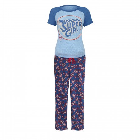 Supergirl All-Over Print Women's 2-piece Pajama Set