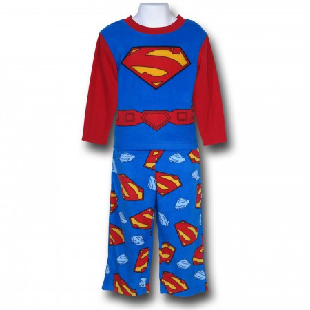 Superman Man of Steel Costume Top Kids Fleece Pajamas