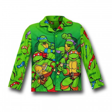 TMNT Green Button-Up Kids Pajama Set
